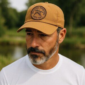 California Waterfowl Since 1945 Canvas Baseball Cap in Mustard Yellow